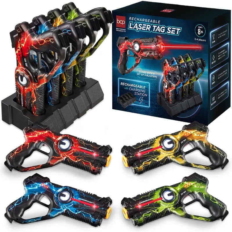4-Pack Rechargeable Laser Tag Blasters – 4 Modes of Epic Fun, No Vests Needed! 🔫⚡