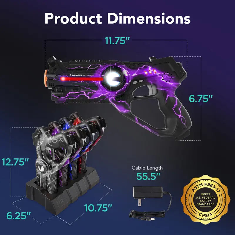4-Pack Rechargeable Laser Tag Blasters – 4 Modes of Epic Fun, No Vests Needed! 🔫⚡