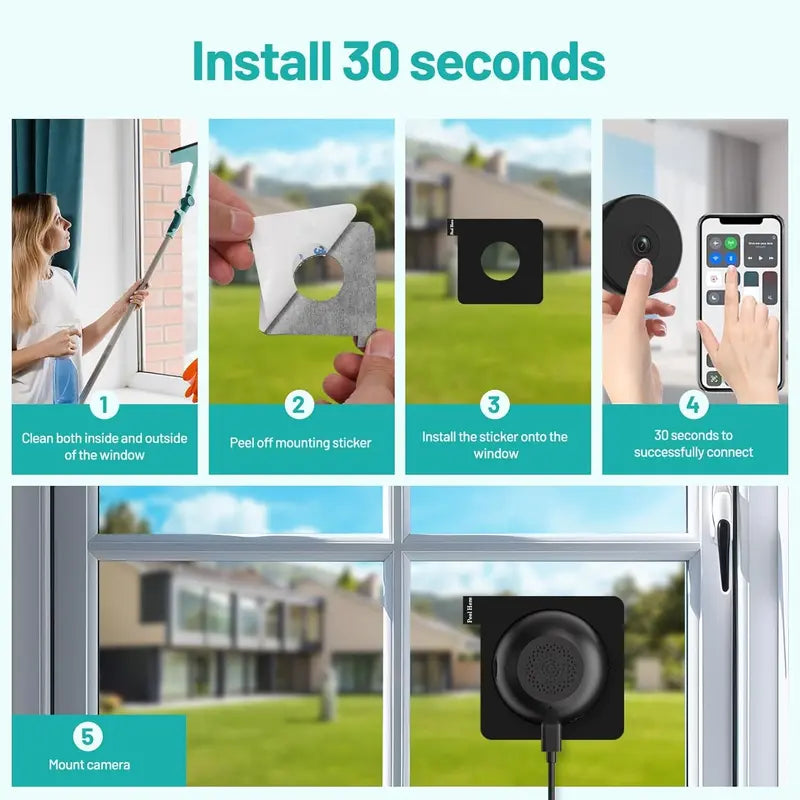 Magnetic Wireless Window Camera – 2K, AI Detection, Color Night Vision! 🔍🔋
